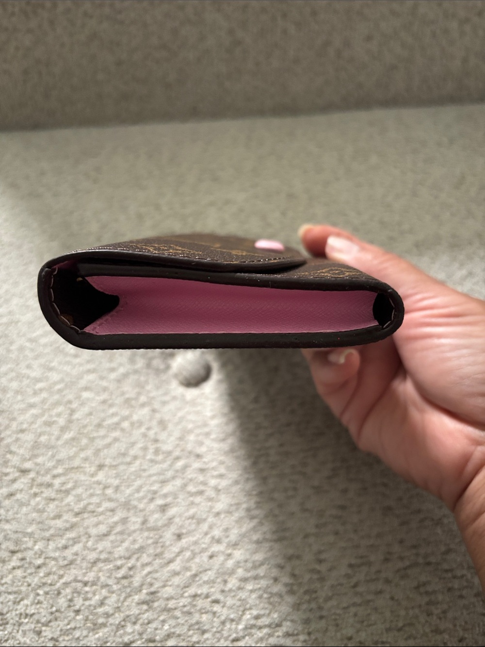 **FASHION** Monogram Wallet - Pink & Brown with Pink Snap - Picture 6 of 17